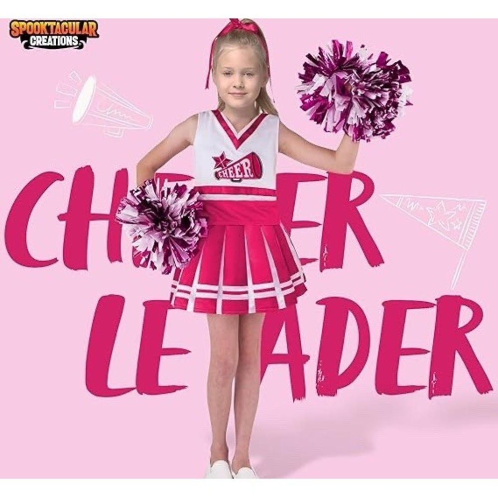 Halloween Dress up Cheerleader Costume for Girls, Pink NWT Size Small 5-7 Years